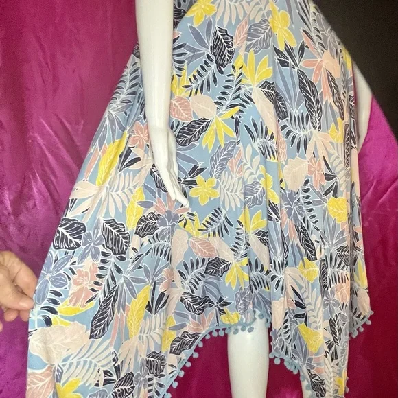 NEW JAPNA GOA S or M DRESS BEACHWEAR VISCOSE Adj Straps Asymmetrical Pom Poms - Picture 8 of 10